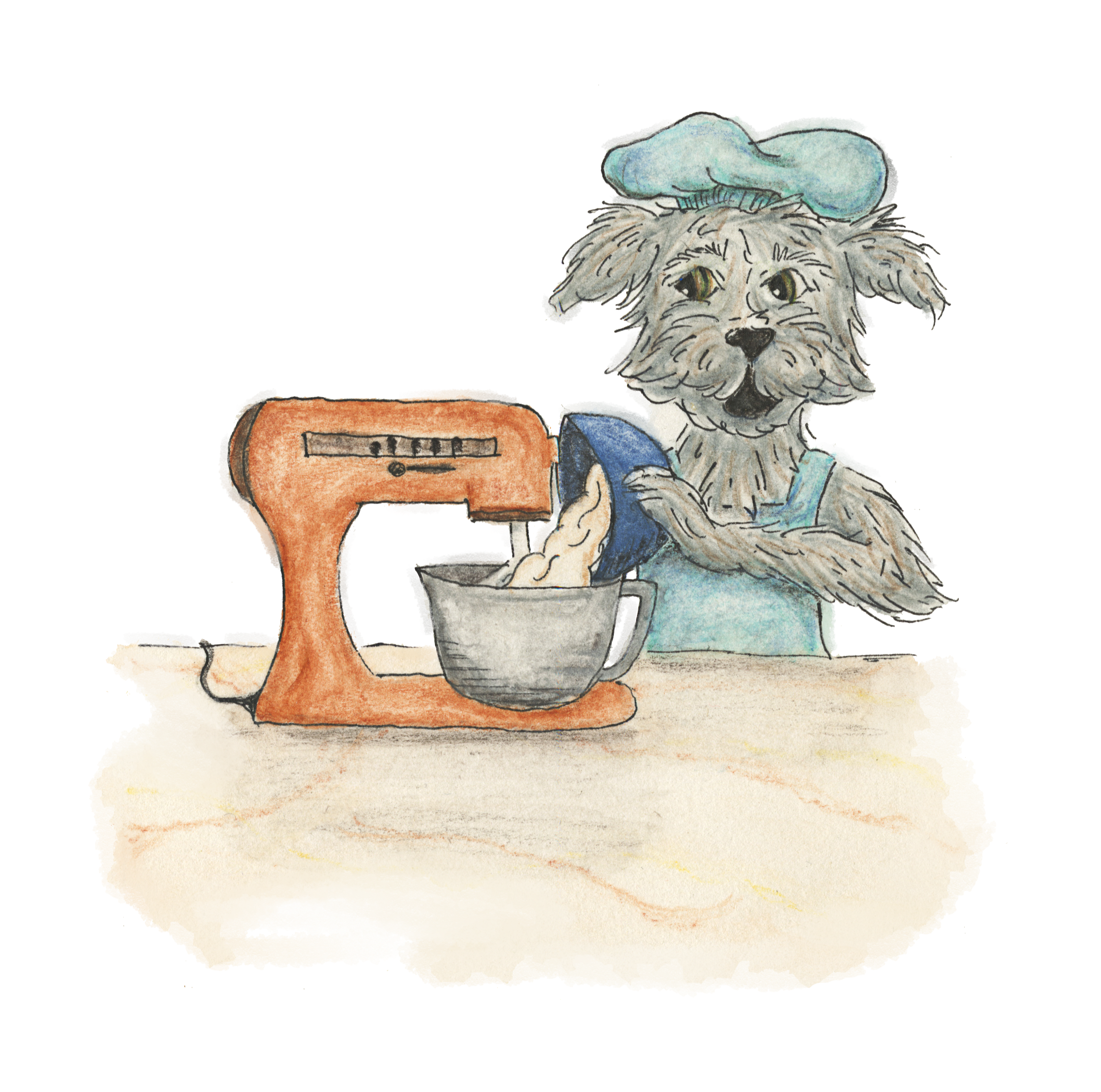 Illustration of a dog in an apron using a mixer with a bowl. faith and friendship children’s book, Christian story about kindness and gratitude, wholesome chapter book for ages 6–11, Christian bedtime story for kids, dog character children’s book, Christian book about baking for kids, stories that teach God’s love, Bible-inspired story for kids, Christian book series for young readers, positive stories for Christian families